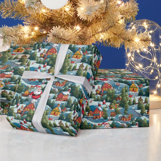 Festive North Pole Christmas tiled pattern  Wrapping Paper (Holidays)
