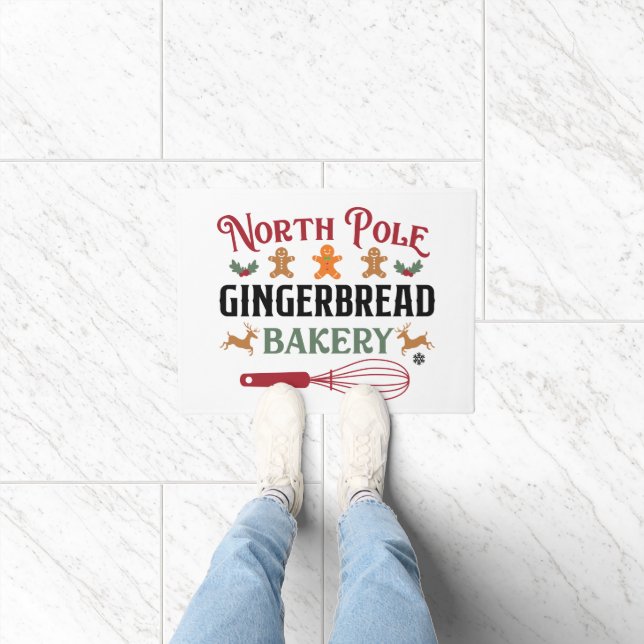 Festive North Pole Gingerbread Bakery Doormat (Indoor)