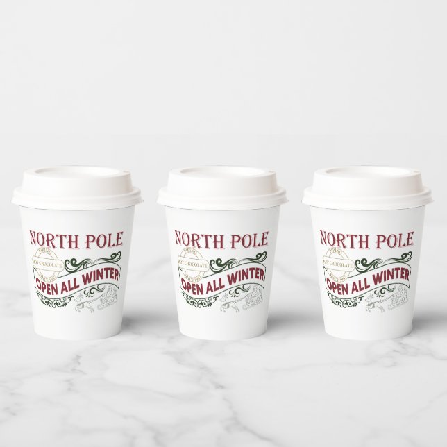 Festive North Pole hot chocolate Christmas Paper Cups (Multi)