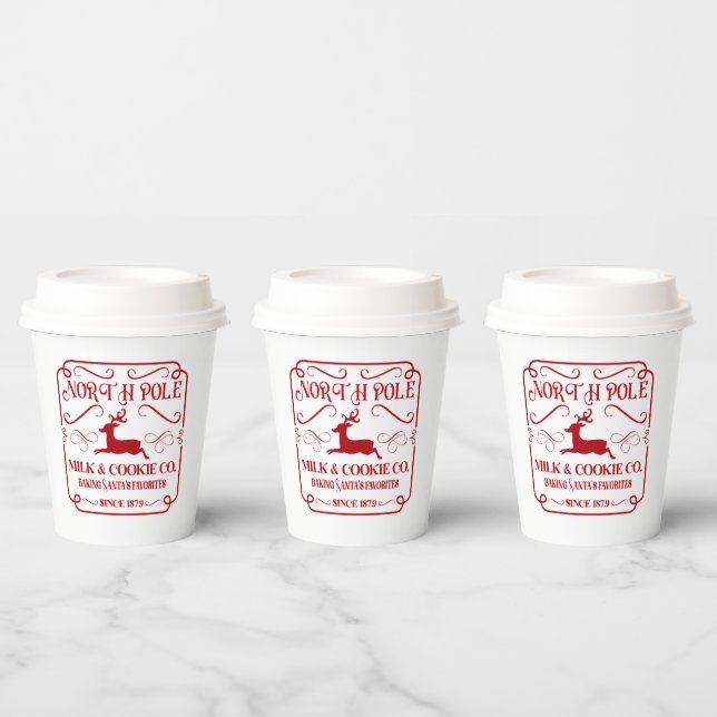festive North Pole milk cookie Company reindeer Paper Cups (Multi)
