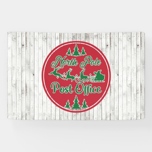 Festive North Pole Post Office Christmas Banner (Horizontal)