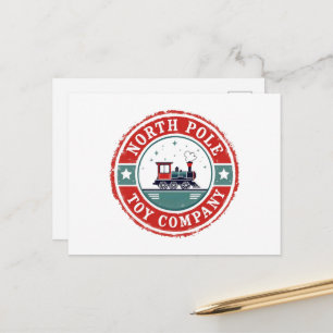 Festive North Pole Toy Company Holiday Postcard