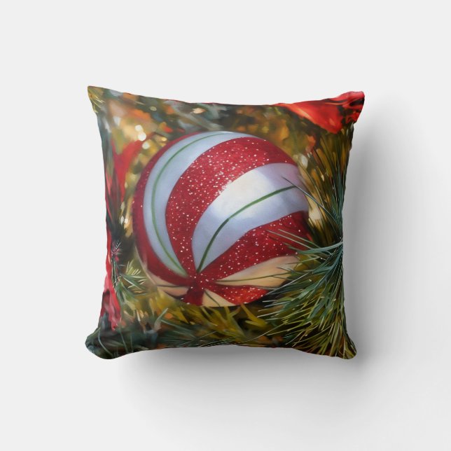Festive Nostalgic Style Christmas Holiday Cushion (Front)