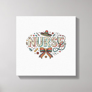 Festive Nurse Vintage Engraving Shirt Design_1 Canvas Print