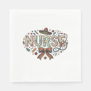 Festive Nurse Vintage Engraving Shirt Design_1 Napkin