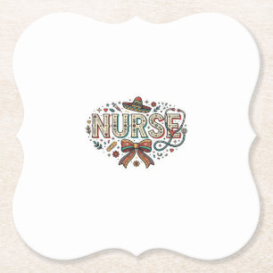 Festive Nurse Vintage Engraving Shirt Design_1 Paper Coaster
