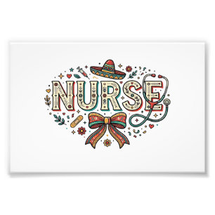 Festive Nurse Vintage Engraving Shirt Design_1 Photo Print
