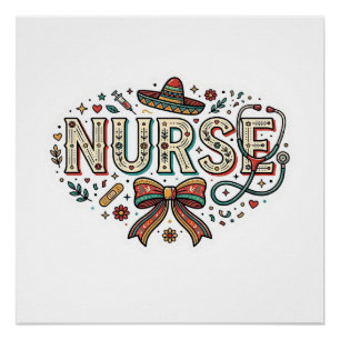Festive Nurse Vintage Engraving Shirt Design_1 Poster