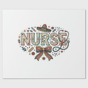 Festive Nurse Vintage Engraving Shirt Design_1 Wrapping Paper