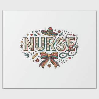 Festive Nurse Vintage Engraving Shirt Design_1 Wrapping Paper