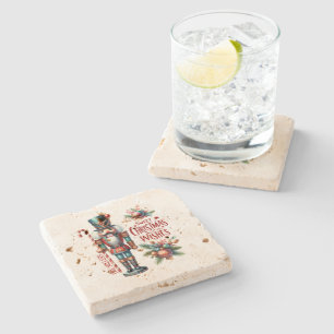 Festive Nutcracke Sweet Christmas Wishes Stone Coaster