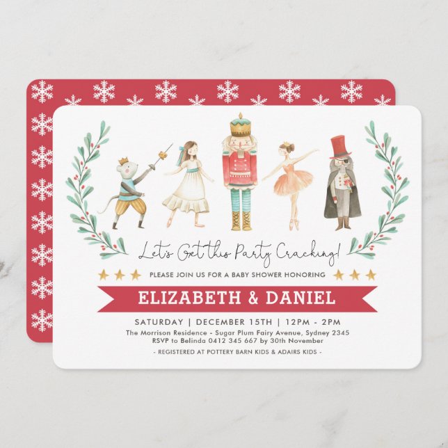 Festive Nutcracker Baby Shower Christmas Holiday Invitation (Front/Back)