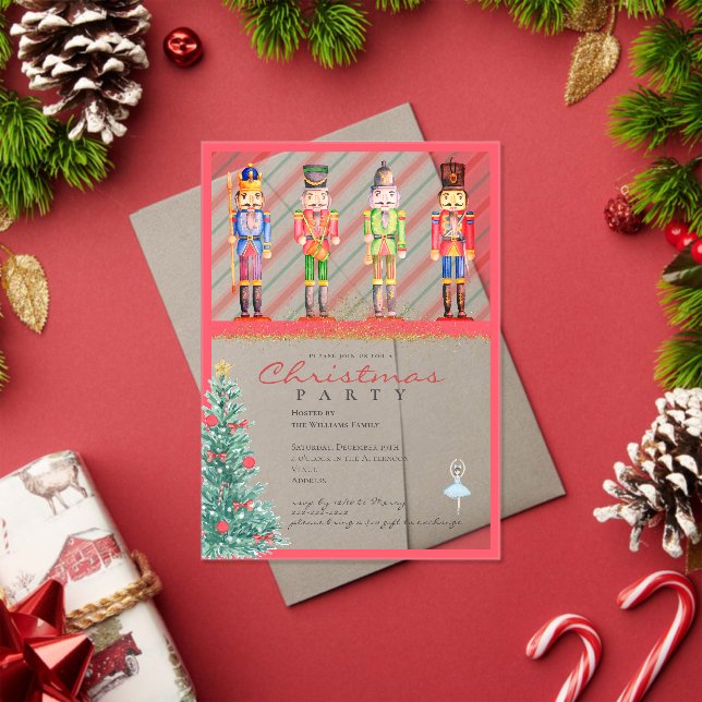 Festive Nutcracker Christmas Holiday Party Acrylic Invitations (Insitu (Holiday))