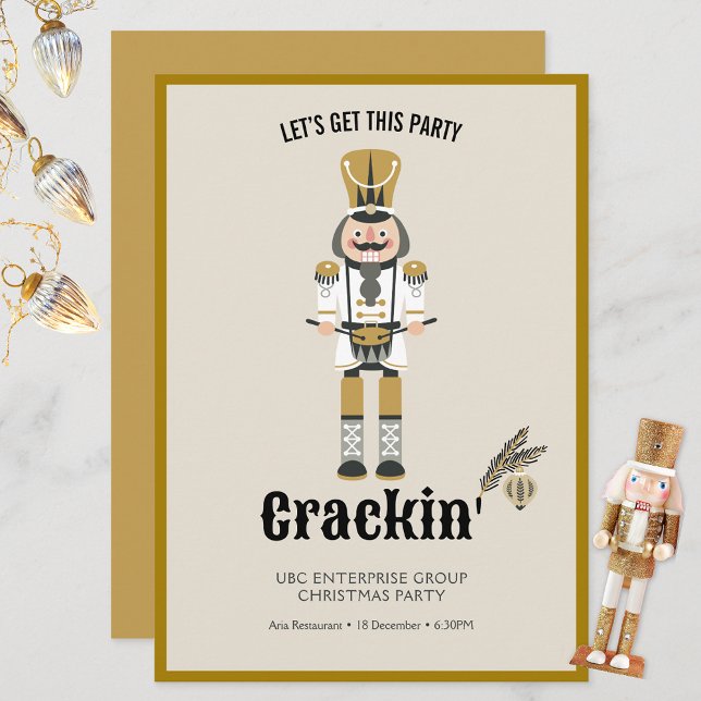 Festive Nutcracker Elegant Neutral Christmas Party Invitation (Creator Uploaded)