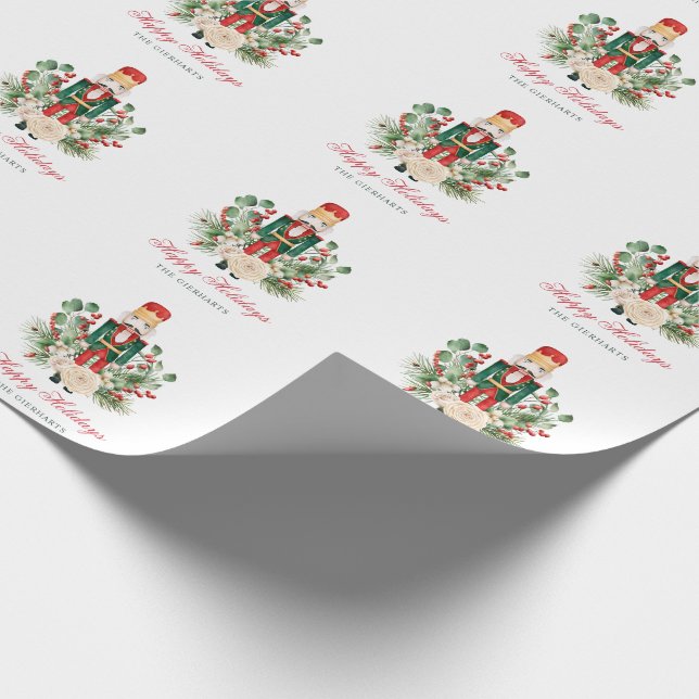 Festive Nutcracker Happy Christmas Holidays Wrapping Paper (Corner)