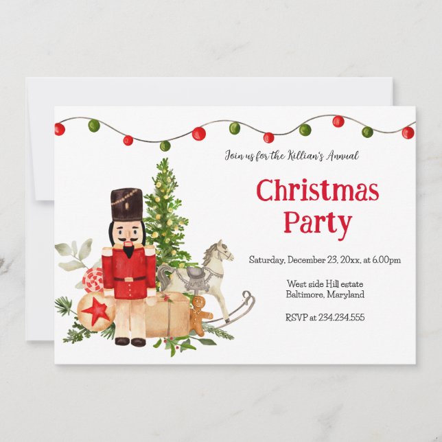 Festive Nutcracker Holiday Christmas Party Invitation (Front)