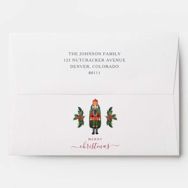 Festive Nutcracker Merry Christmas Return Address Envelope (Back (Top Flap))