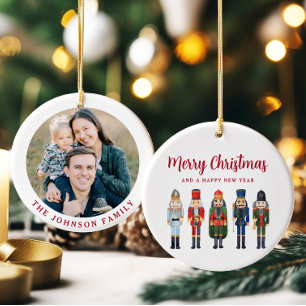 Festive Nutcracker Photo Christmas Ceramic Tree Decoration