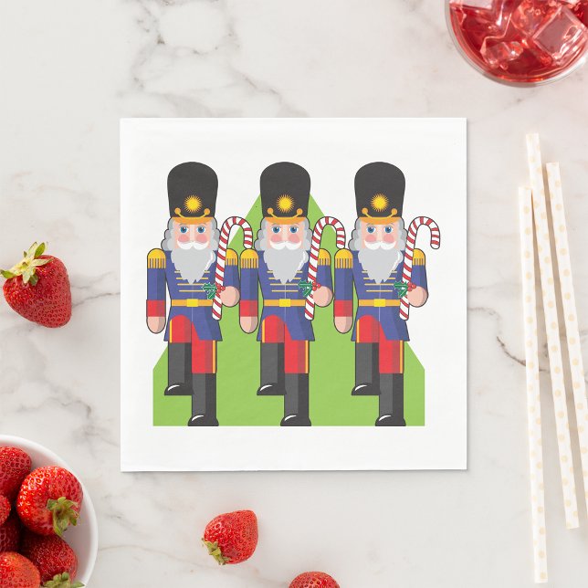 Festive Nutcracker Soldiers with Candy Canes  Napkin (Creator Uploaded)