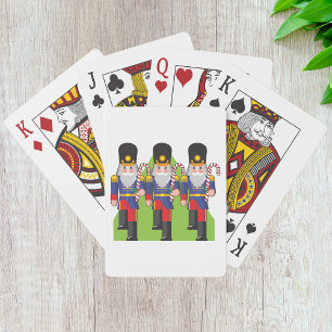 Festive Nutcracker Soldiers with Candy Canes  Playing Cards