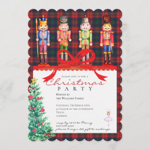 Festive Nutcracker Tartan Christmas Holiday Party Invitation
