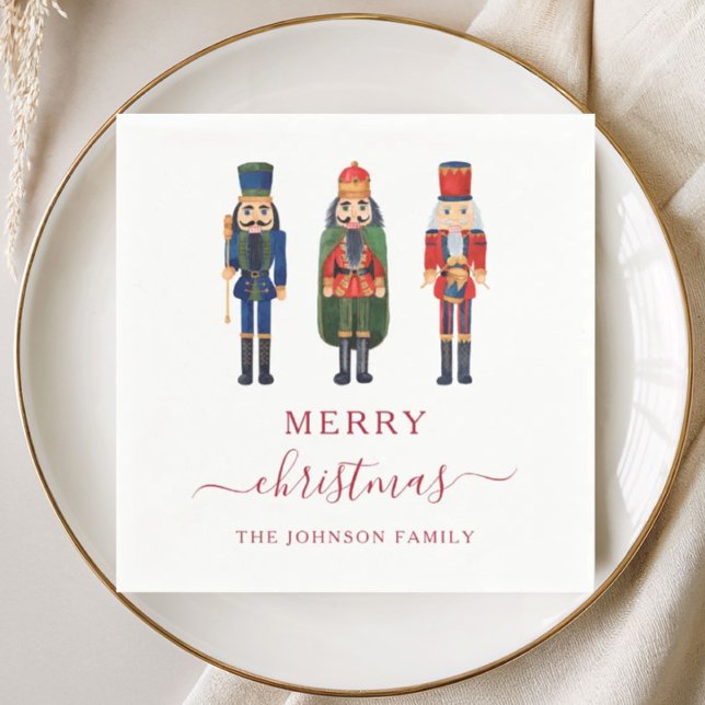 Festive Nutcrackers Script Christmas Napkin (Festive Nutcrackers Script Christmas Napkins)