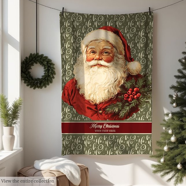 Festive Old Fashioned Santa Cosy Christmas Throw Fleece Blanket (Festive Old Fashioned Santa Cozy Christmas Throw)