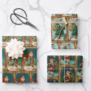 Festive Old World Santa Claus Wrapping Paper Sheet