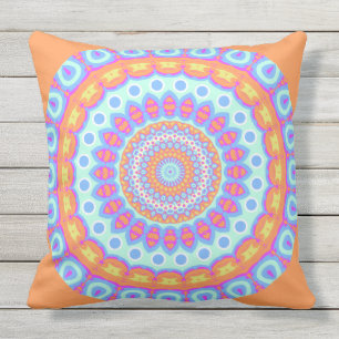 Festive Orange Pink Mandala Design 1 Cushion