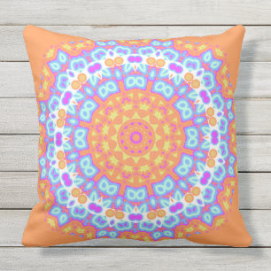 Festive Orange Pink Mandala Design 5 Cushion
