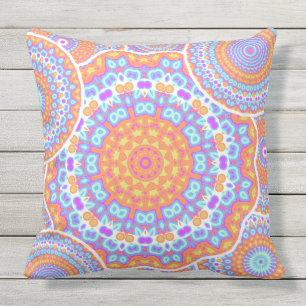 Festive Orange Pink Mandala Design Cushion