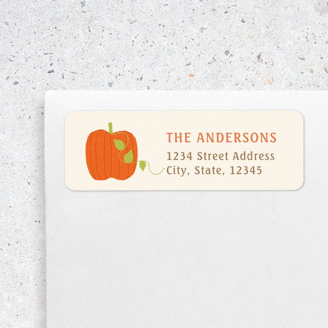 Festive Orange Pumpkin Family Name Return Address (Creator Uploaded)