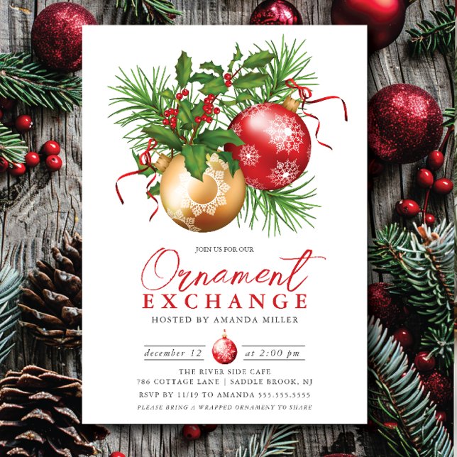 Festive Ornament Exchange Christmas Invitation (Creator Uploaded)