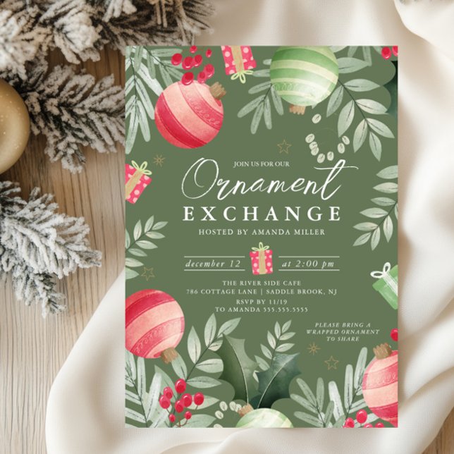 Festive Ornament Exchange Christmas Invitation (Creator Uploaded)