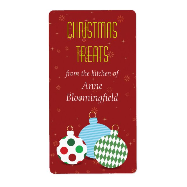 Festive Ornaments Christmas Baking Label (Front)