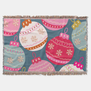 Festive Ornaments Christmas Throw Blanket