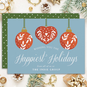 Festive Ornaments Custom Corporate Holiday Card