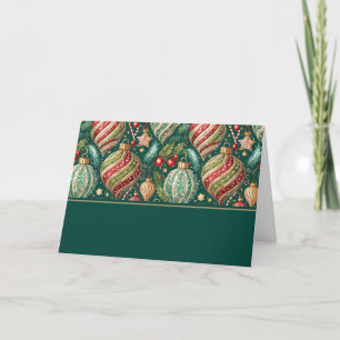 Festive Ornaments Four Photo Holiday Card