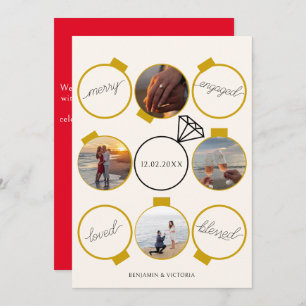 Festive Ornaments Merry and Engaged Holiday Card