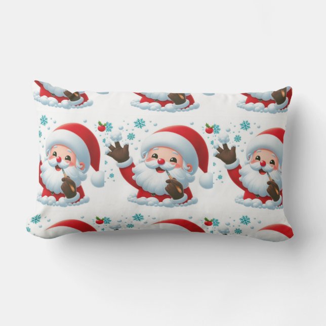 Festive Outdoor Santa Throw Pillow (Front)