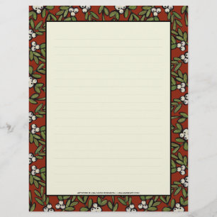 Festive Painted Mistletoe on Red Letterhead
