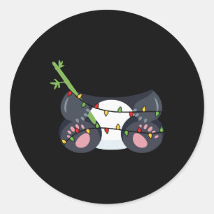 Festive Panda With Christmas Lights Costume  Classic Round Sticker