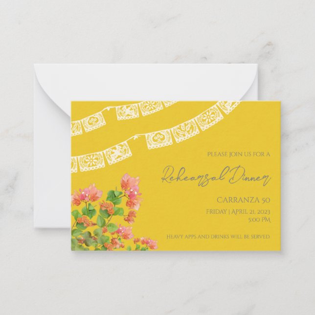 Festive Papel Picado Rehearsal Dinner Invitation (Front)