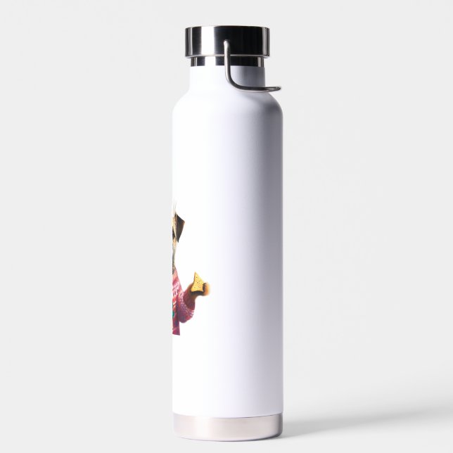 Festive Party Border Terrier   Water Bottle (Left)
