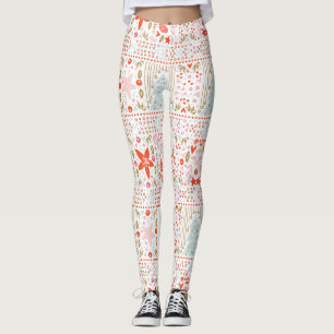 Festive Pastel Merry Christmas Holiday Leggings