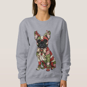 Festive Patchwork French Bulldog Christmas Sweatshirt