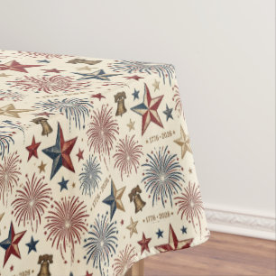 Festive Patriotic Fireworks Aesthetic Tablecloth