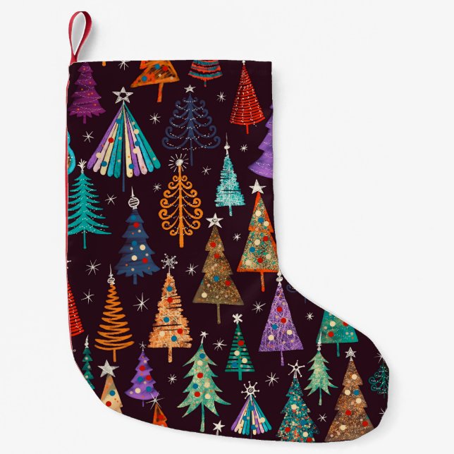 Festive pattern, Christmas and New Year decoration Small Christmas Stocking (Front)