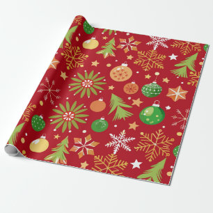 Festive Pattern Featuring Christmas Ornaments Wrapping Paper