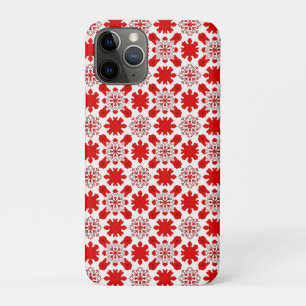 Festive Pattern of Red and White Snowflakes Case-Mate iPhone Case